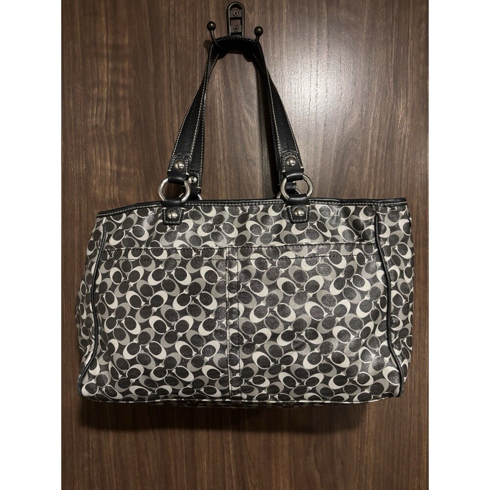 Coach Chelsea Gray & Black Opt Art XL Weekender/Diaper Bag Carryall Tote - Picture 2 of 16